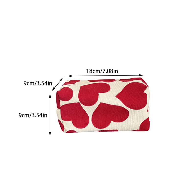 Corduroy Heart Pillow Cosmetic Bag – Cute Korean-Style Makeup Pouch