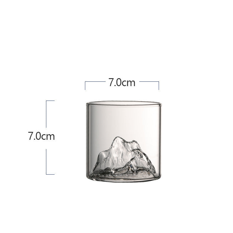 High Borosilicate Glass Whiskey Cup – Heat-Resistant Mountain Glass for Home & Bar Use