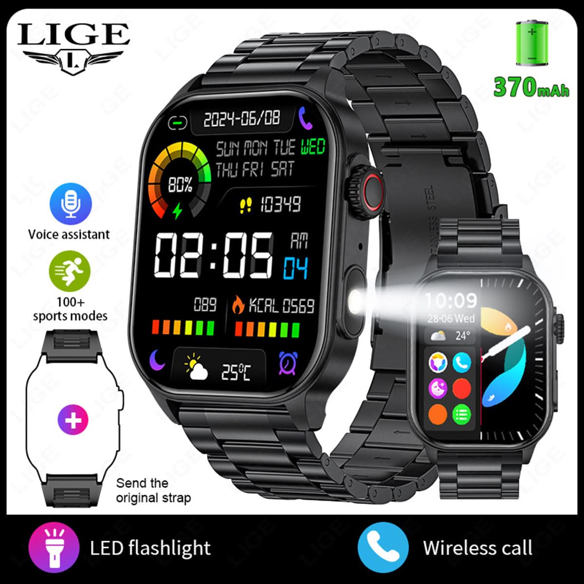 Smartwatch with Bluetooth Call, Health & Fitness Tracking, HD Touch Screen
