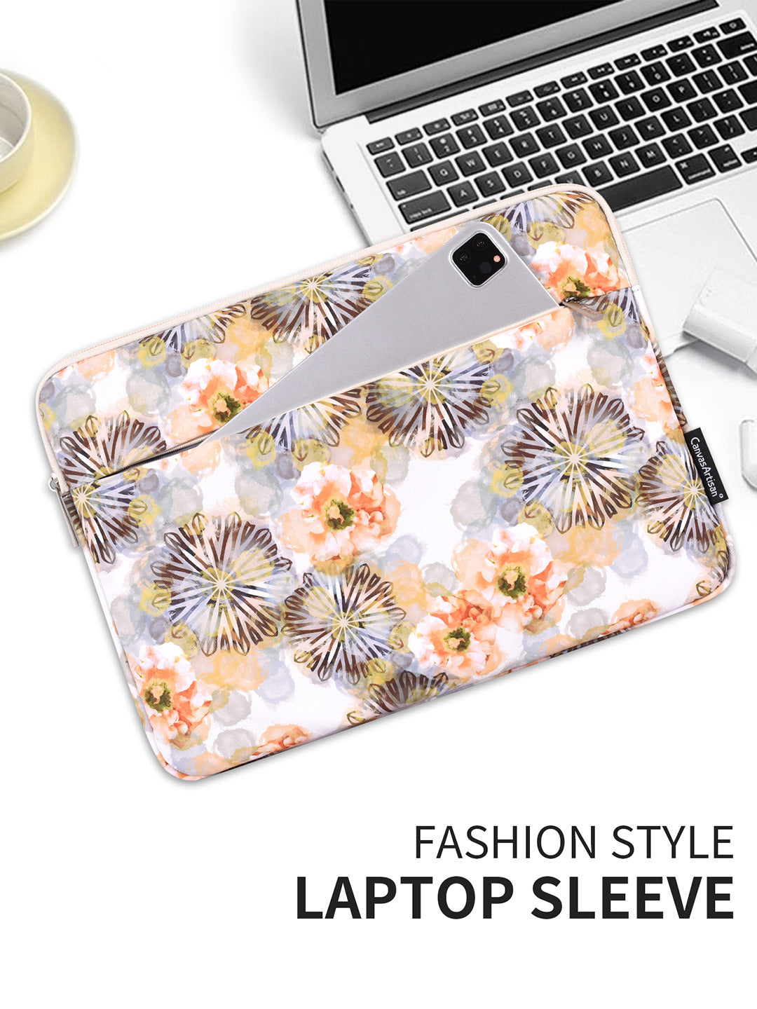 Sunset Bloom Floral Printed Laptop Sleeve 11–15 Inch – Waterproof & Shockproof Polyester Case