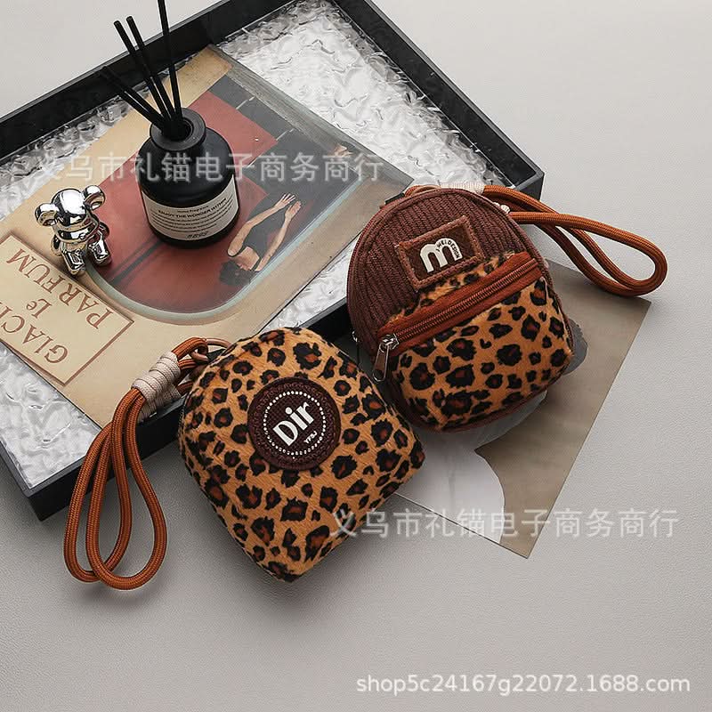 Mini Coin Purse Keychain – Leopard Print Card Holder