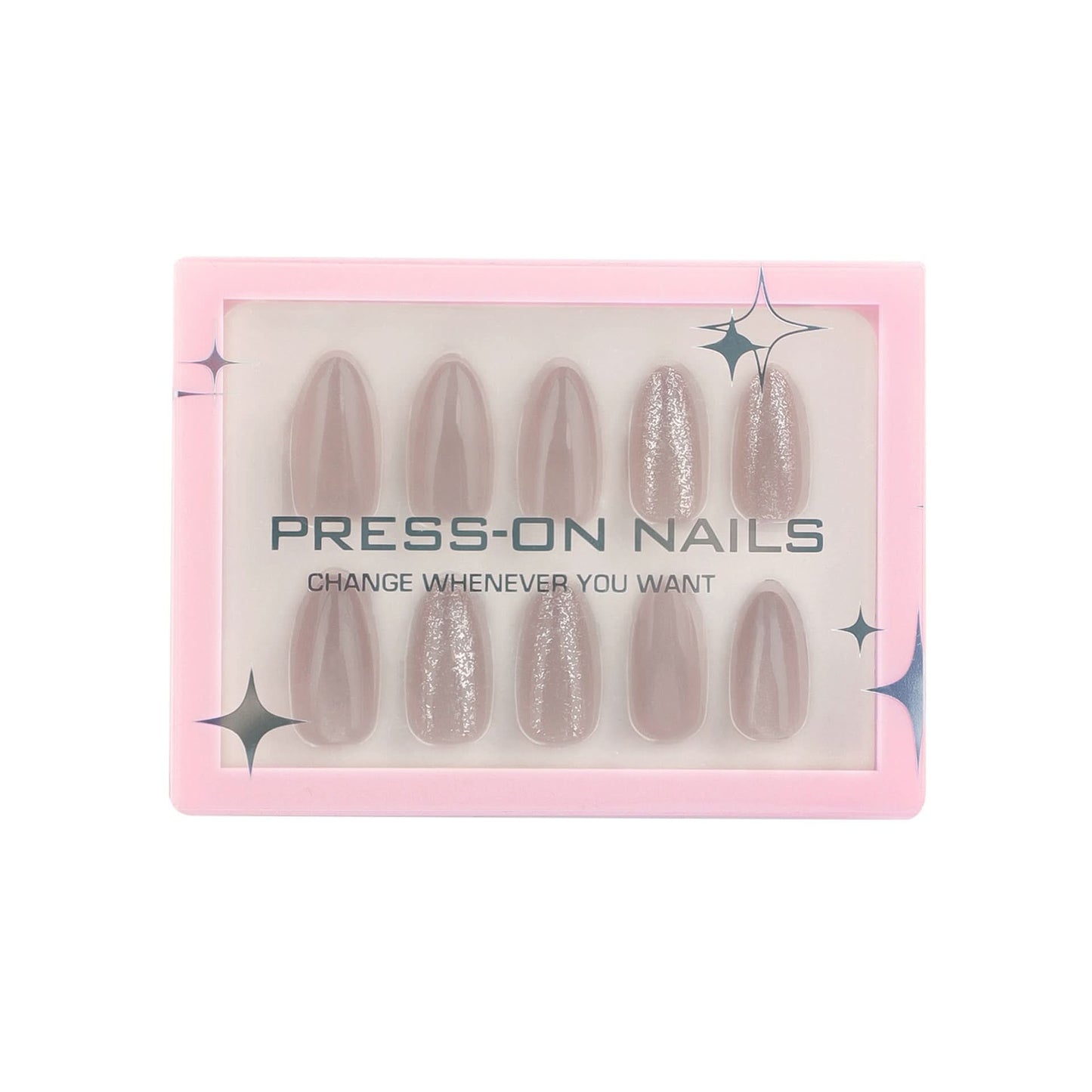 Reusable Short Almond Press-On Nails – Elegant Beige Fake Nails