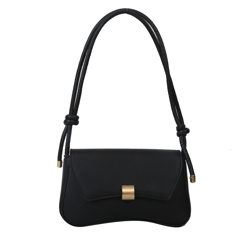 Mini Baguette Shoulder Bag for Women – Retro Underarm PU Handbag with Cover Flap