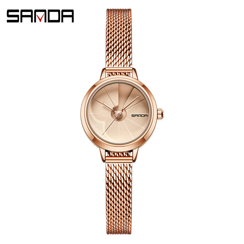 SANDA Women’s Retro Quartz Watch – Mesh Stainless Steel Strap with 30M Waterproof