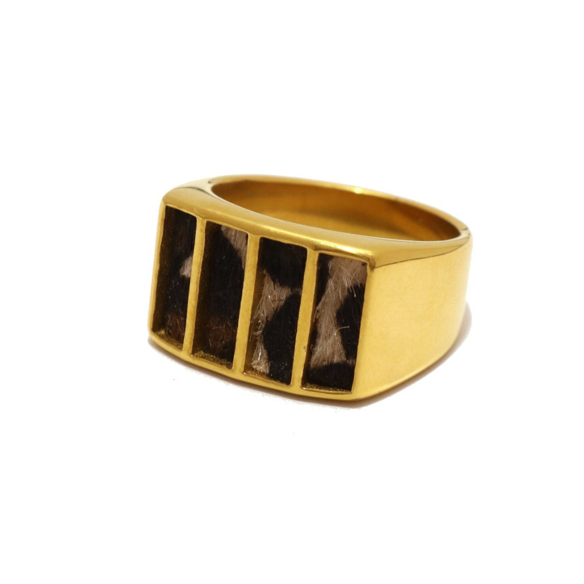 Leopard Print Gold Ring – Retro Stainless Steel Open Ring for Women