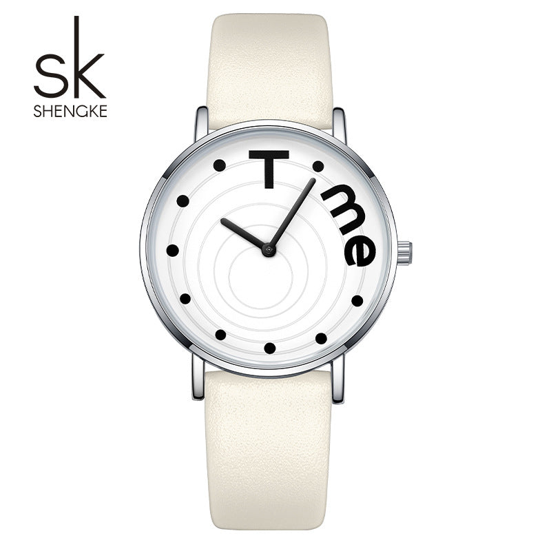 SK Women’s Quartz Watch – Fashion Round Dial, 36mm Waterproof PU Strap Wristwatch