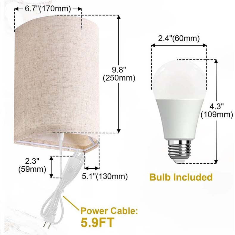Nordic Fabric Wall Lamp – Modern D-Shaped LED Light for Bedroom