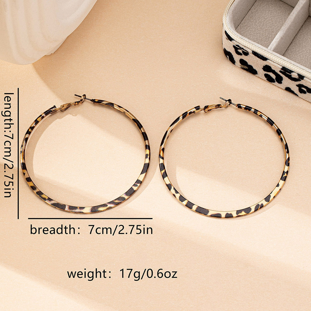 Leopard Print Geometric Earrings for Women – Luxury Retro Fashion Jewelry