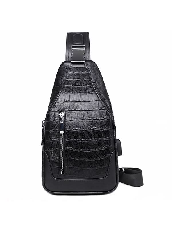 Men’s Crocodile Pattern Urban Style Chest Bag – Shoulder Crossbody Backpack