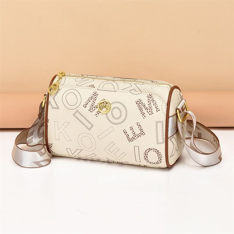 Women's Trendy Plaid Texture Boston Bag With Zipper Closure
