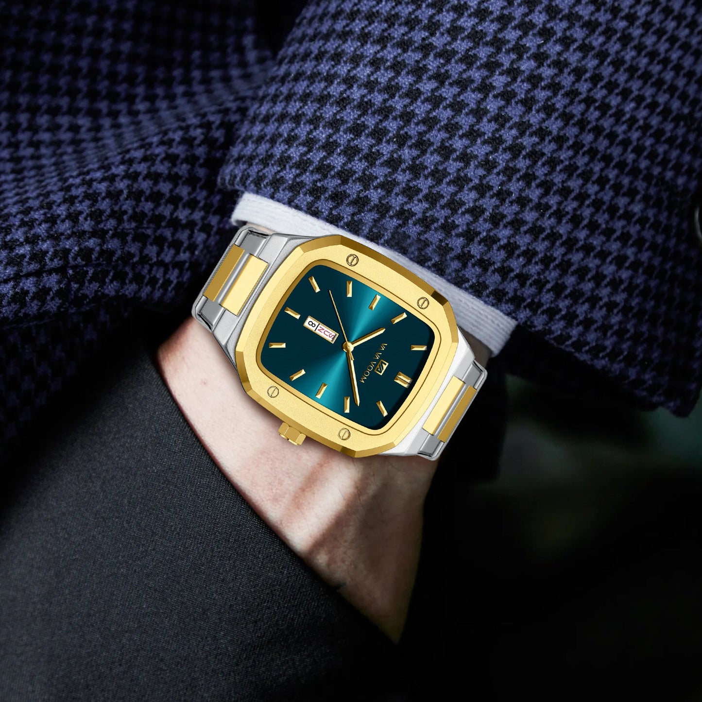 Men’s Square Dial Fashion Watch – Modern Apple-Style Design