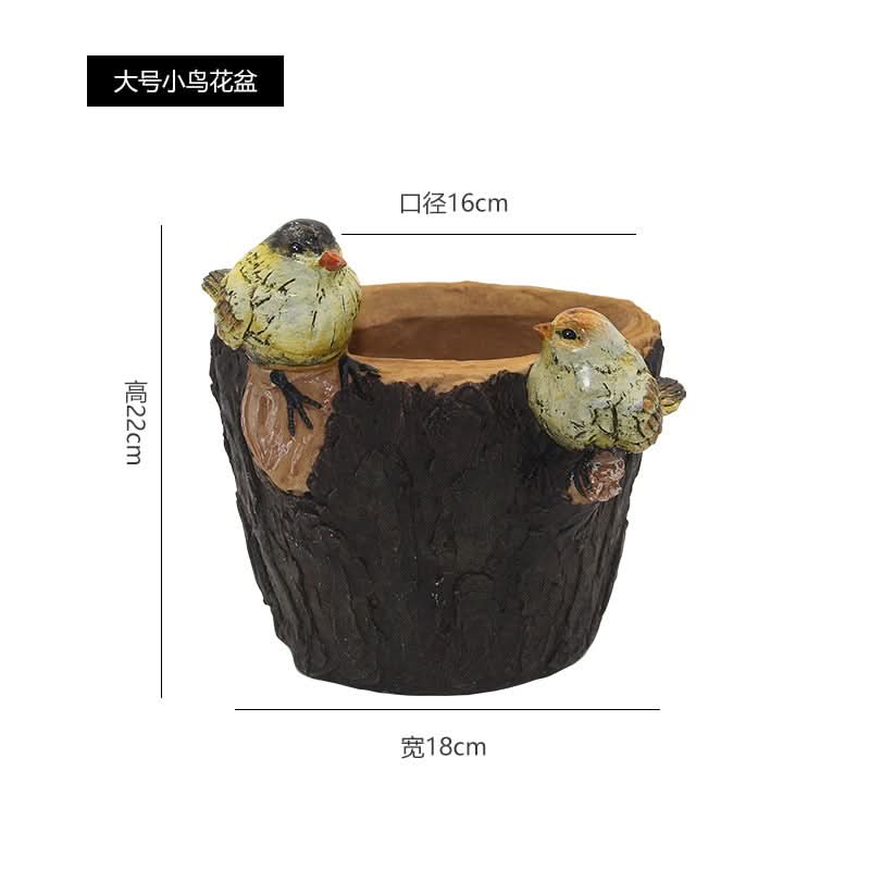 Charming Garden Sculpture Flower Pot - Bird Design