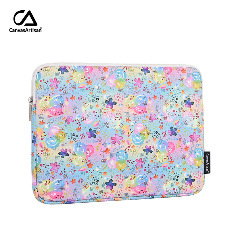 Floral Splash Laptop Sleeve – Shock-Resistant Polyester Case for 11–15" Devices