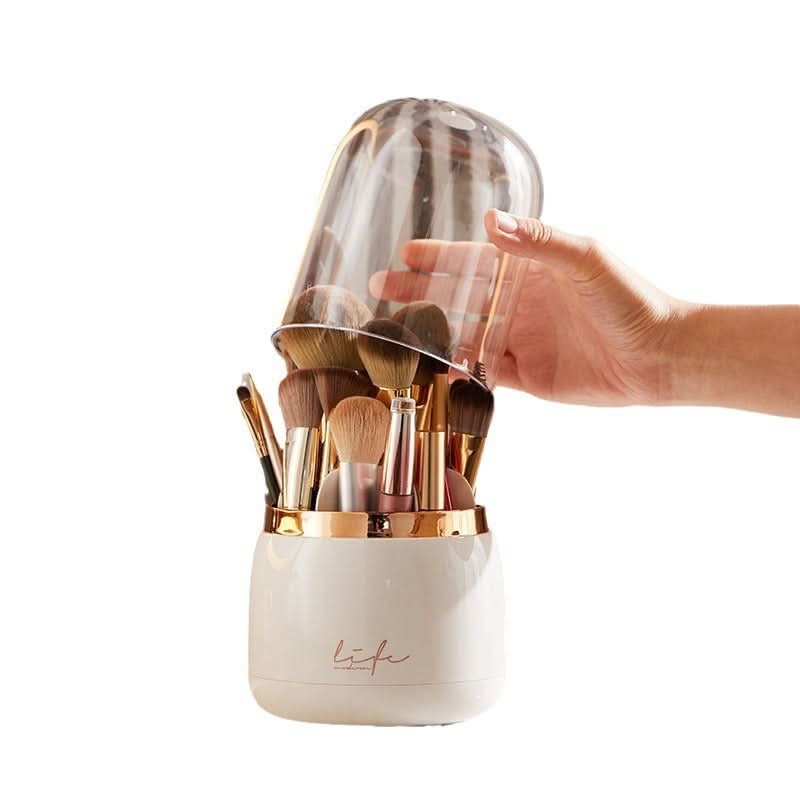 Luxury Makeup Brush Storage Bucket - Rotating Dustproof Organizer
