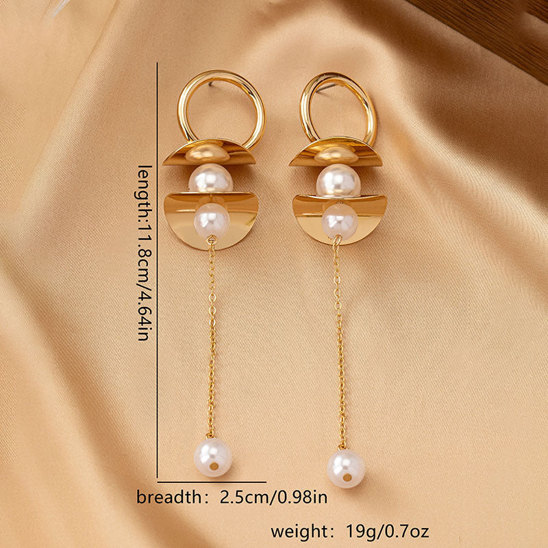 Pearl Tassel Earrings for Women – Alloy Heart Design Fashion Jewelry