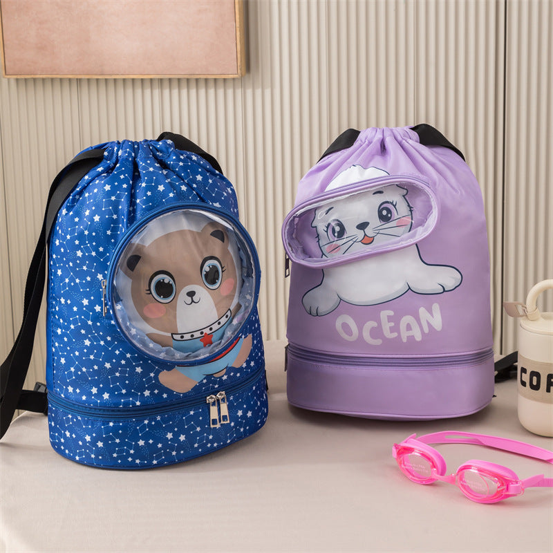 Cartoon Wet-Dry Separation School Bag – Large Capacity, Travel & Fitness Ready
