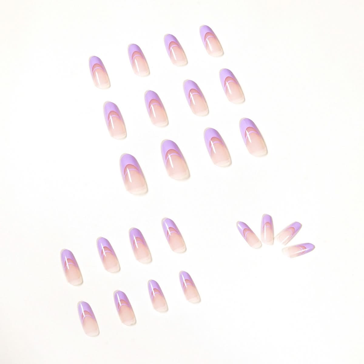 Pastel Purple Double French Press-On Nails – Almond Shape, Glossy Finish