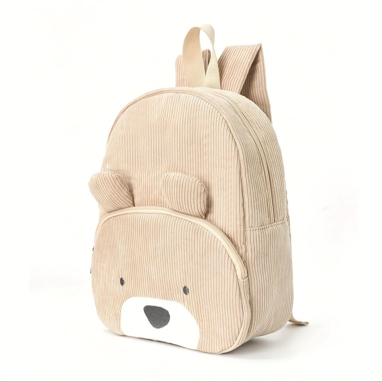 Cute Animal Corduroy Backpack – Plush Cartoon School Bag for Kids