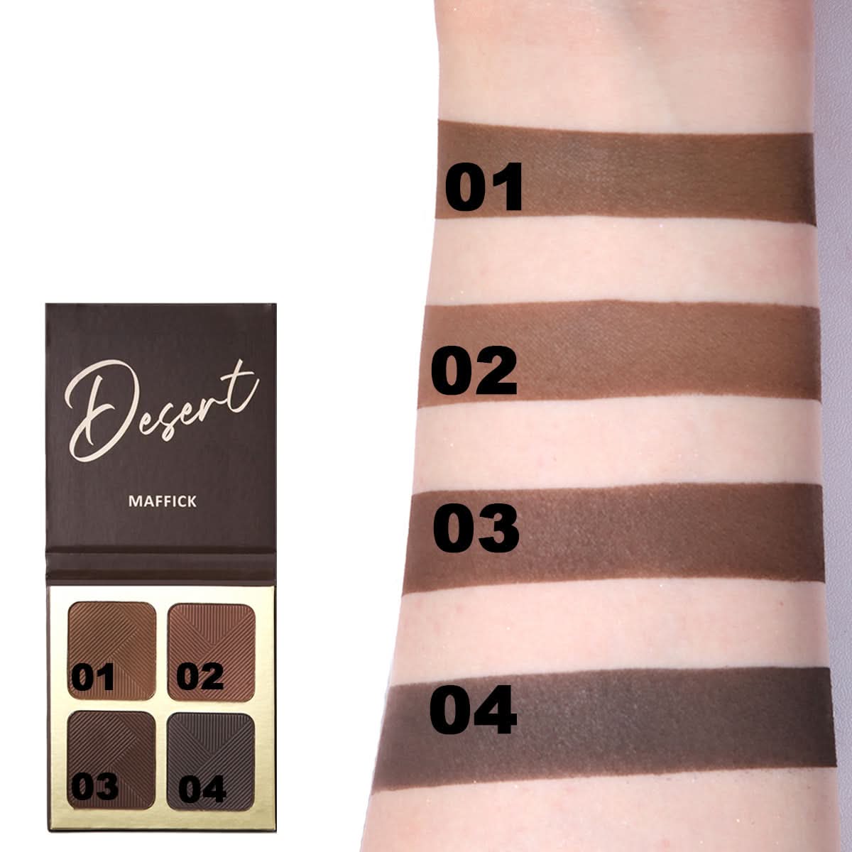 Maffick Desert Highlighter Palette – 4-Color Contouring & Brightening Tray for Skin Tone