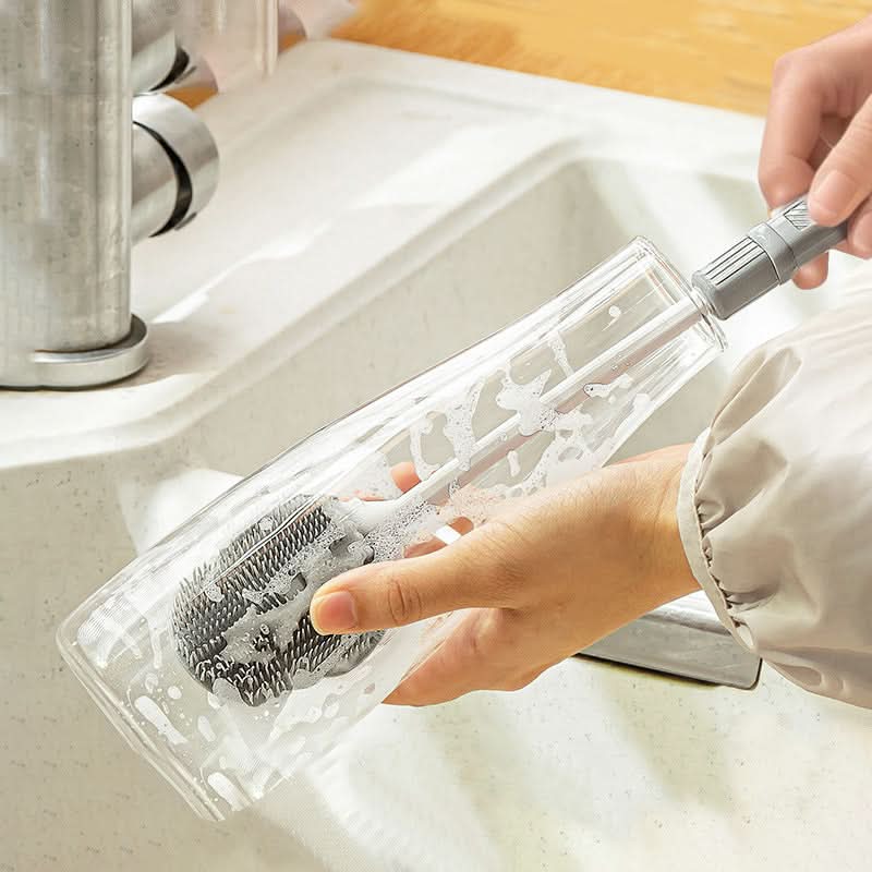 Retractable Cup Brush – Long Handle Bottle & Teacup Cleaning Brush with Sponge