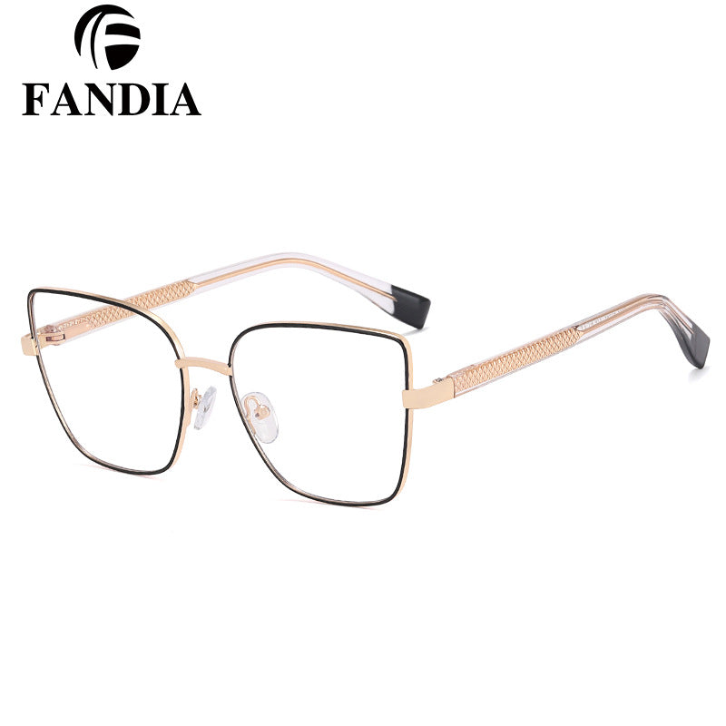Women's Anti-Blue Light Metal Frame Glasses – Stylish Full-Rim Eyewear for Myopia