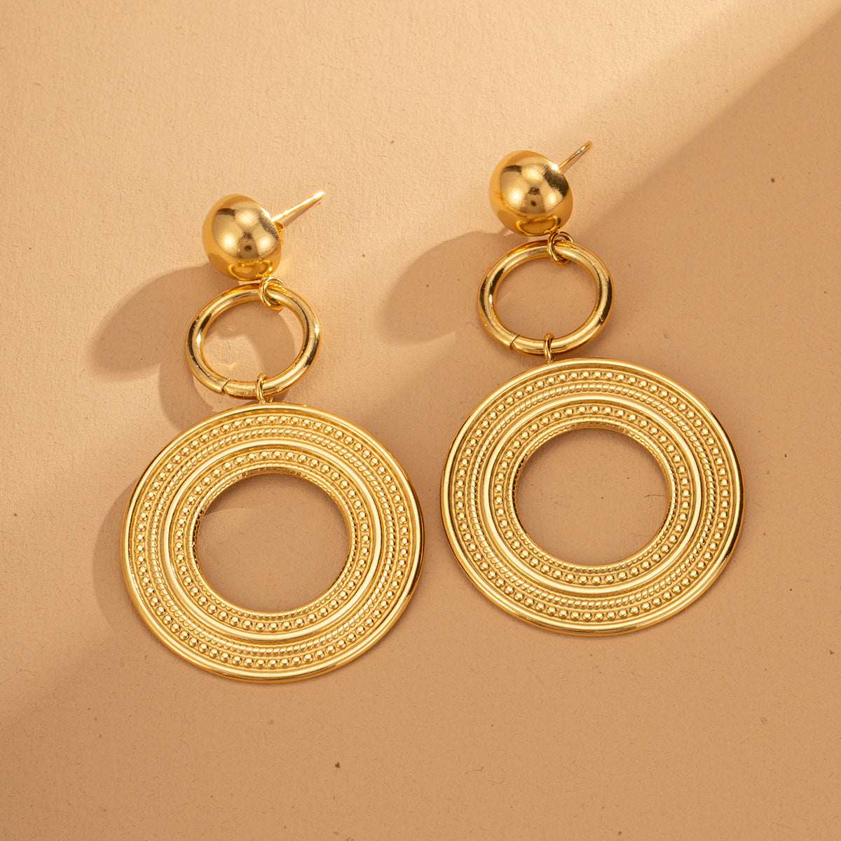 Gold Tassel Drop Earrings – Titanium Steel Multi-Layered Statement Jewelry for Women