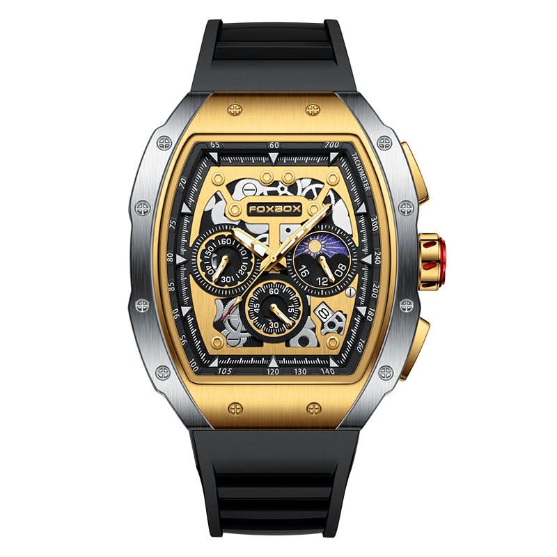 Men’s Multifunction Moon Phase Electronic Watch – Sport Barrel Dial
