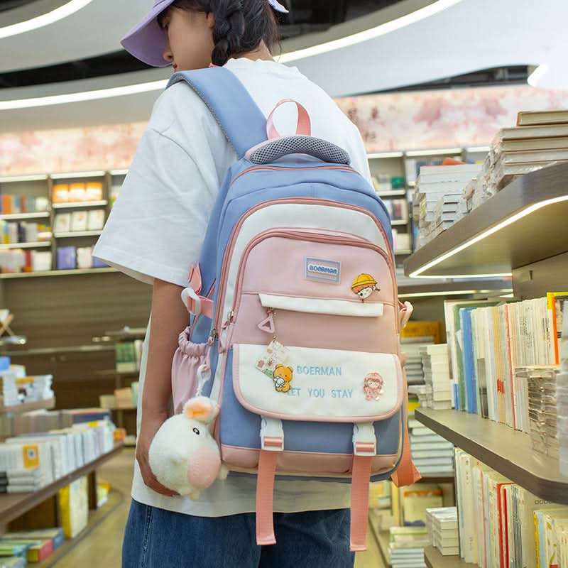 Girls' Cute Large-Capacity School Backpack – Multi-Layer Backpack