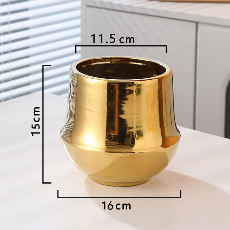 Elegant Golden Ceramic Phalaenopsis Orchid Pot