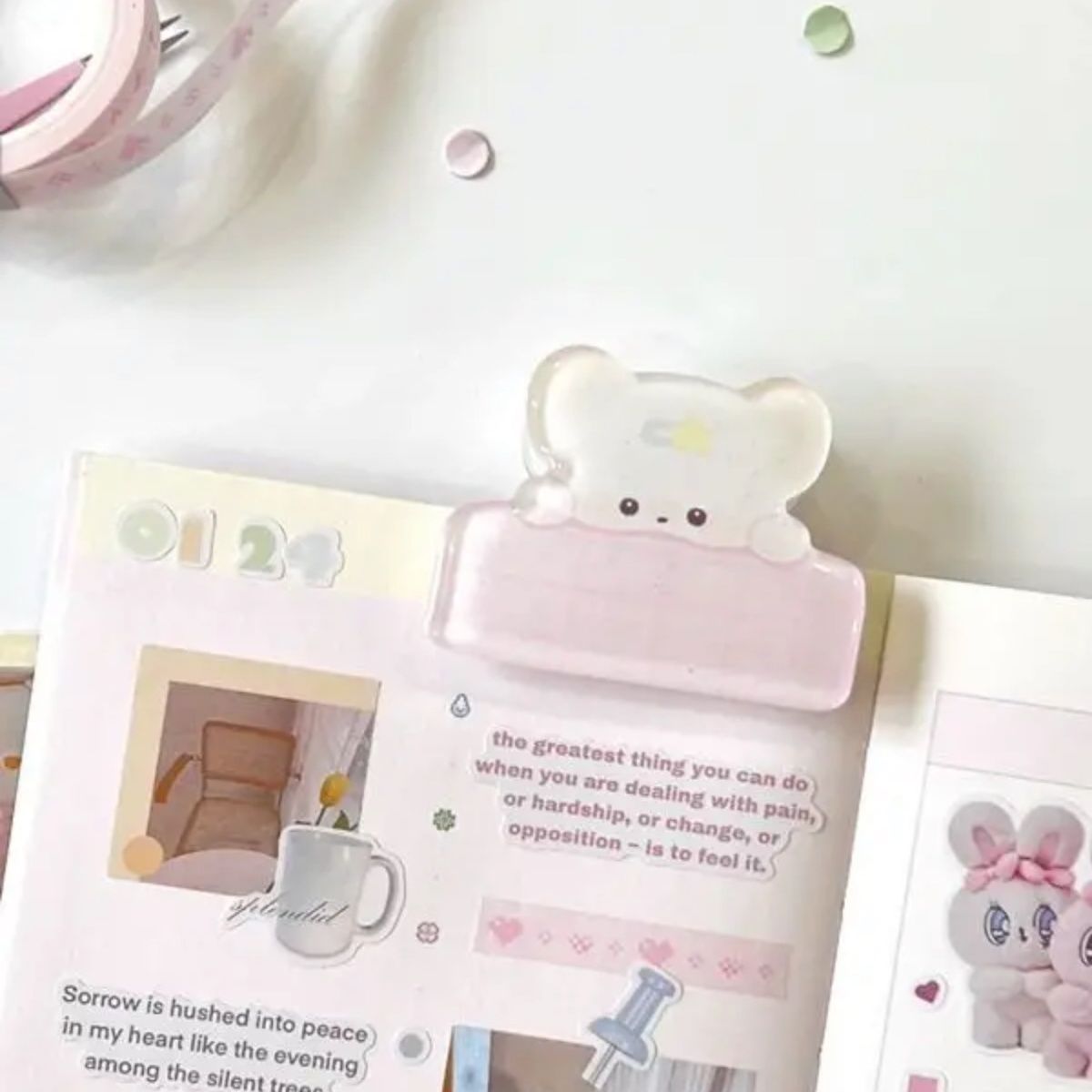Cute Acrylic Rabbit Paper Clip – Jelly Style Stationery for Students