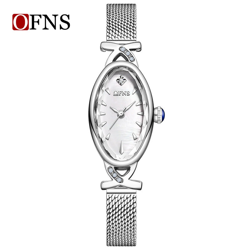OFNS Women’s Quartz Watch – Unique Oval Dial, Waterproof Mesh Strap Casual Timepiece