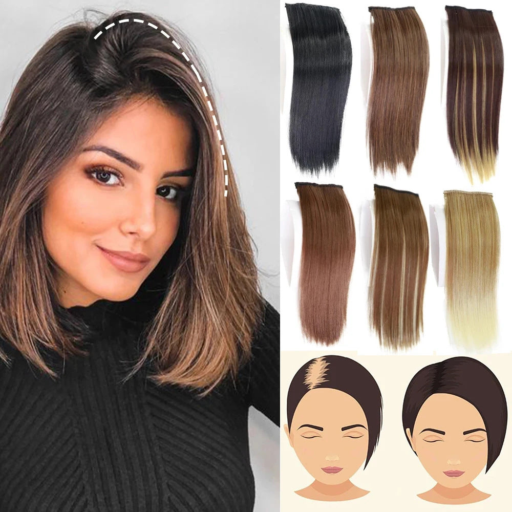 Straight Hair Root Pad Wig Piece for Women – Volumizing Fluffy High-Top Insert (Black)