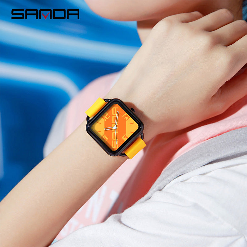 Sanda Unisex Square Quartz Watch – Trendy Waterproof Fashion Watch for Students
