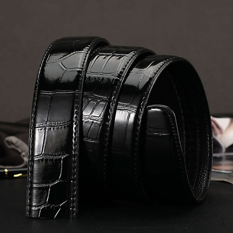 Men's Crocodile Leather Belt - Automatic Buckle