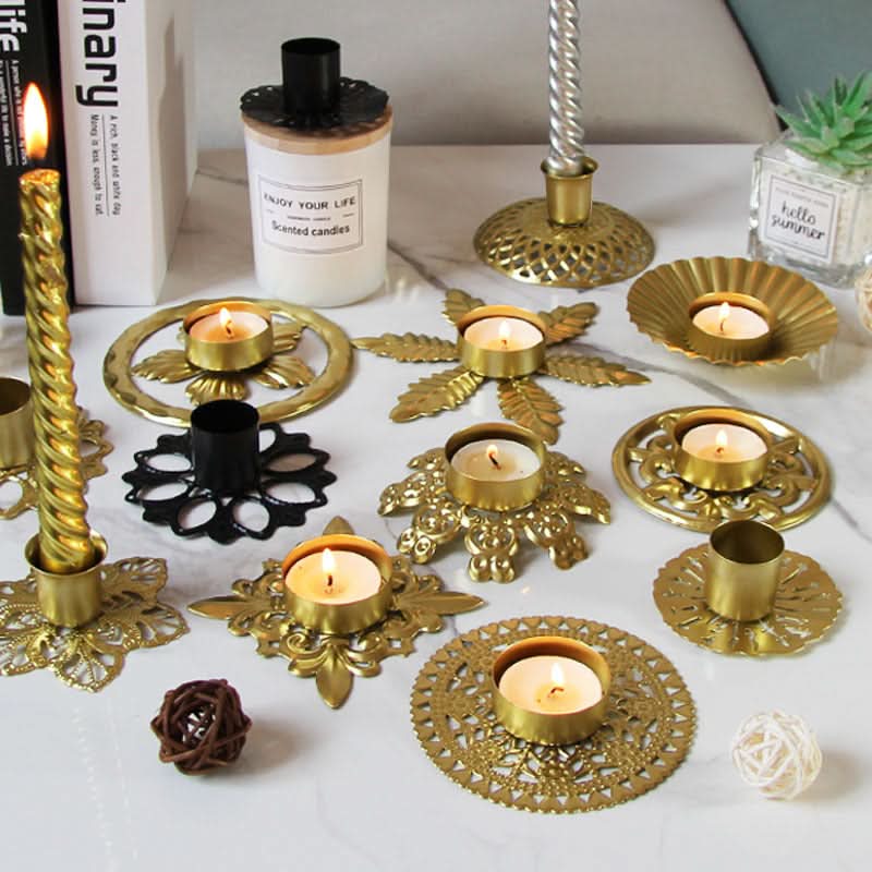 Geometric Metal Candle Holder - Hollow Pattern