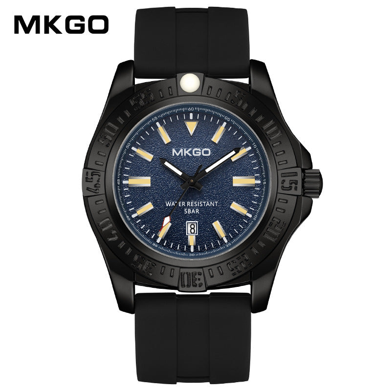 MKGO Men’s Quartz Watch with Calendar – Waterproof Silicone Strap Sport Timepiece