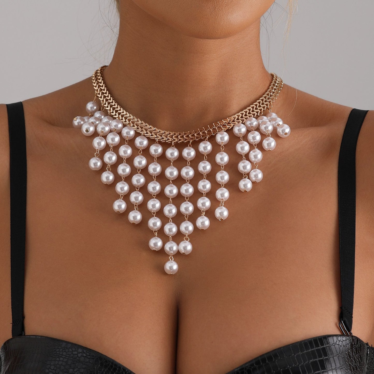Pearl Tassel Necklace – Elegant Multi-Layer Gold Chain for Women