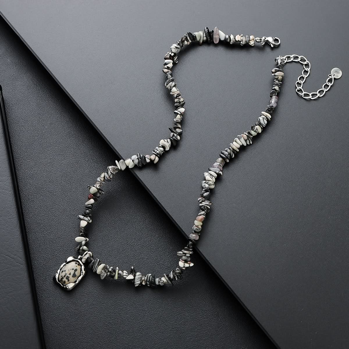 Men’s Trendy Irregular Gravel Stone Necklace – Natural Beach Style Jewelry