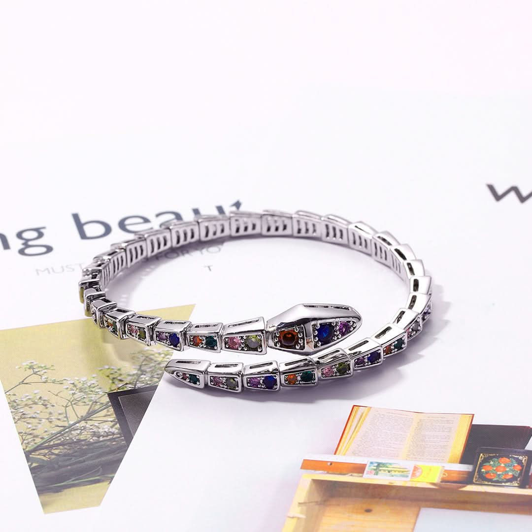 Snake Cuff Bracelet with Full Diamond Accents