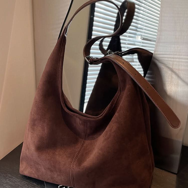 Women's Trendy Suede Bucket Bag – Retro Shoulder Tote for Women