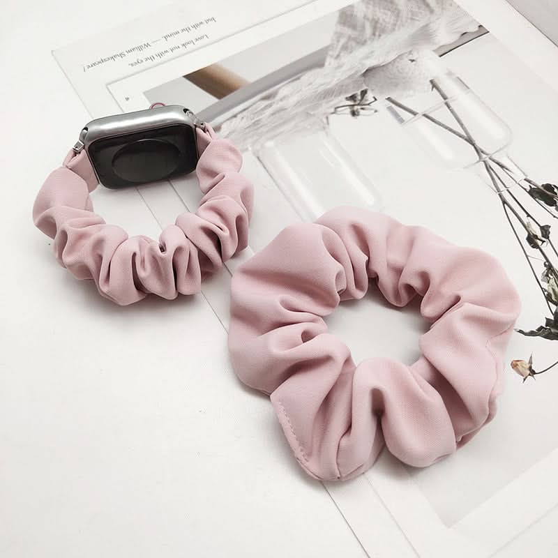 Scrunchie Apple Watch Band – Soft Silk Fabric Elastic Strap for 38mm-45mm (Only Strap)