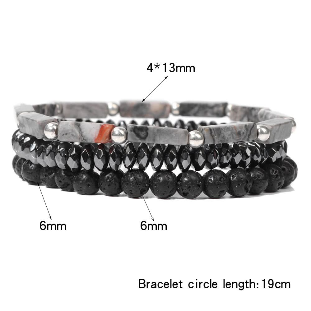 Men’s Natural Stone Bracelet – Volcanic Lava & Agate Beads