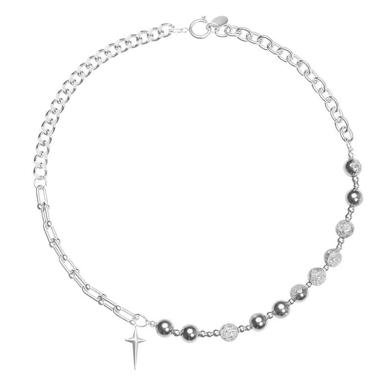 Men’s Hip-hop Style Pearl Cross Necklace – Clavicle Chain