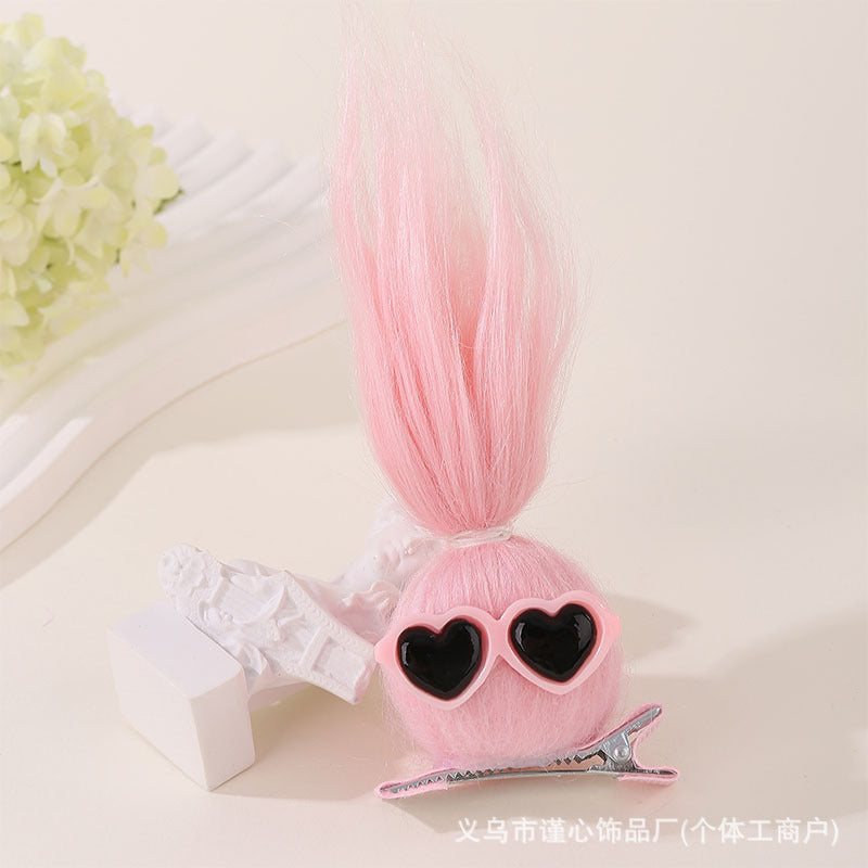 Plush Cute Doll Hair Clips – Handmade Dopamine Duckbill Clips for Girls (Pack of 8)