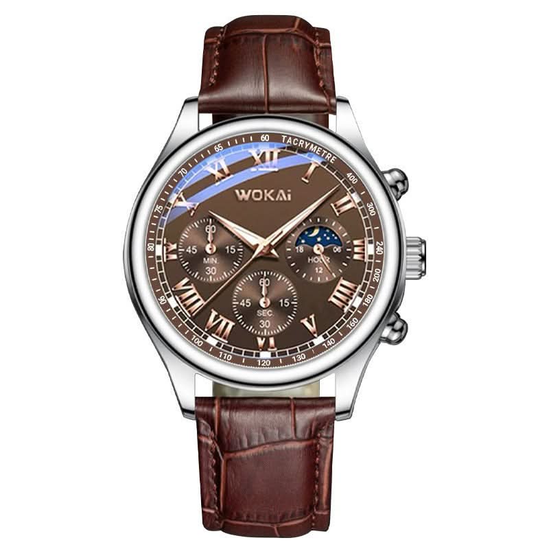 1 pc. Men's Quartz Business Watch with Leather Strap - Brown