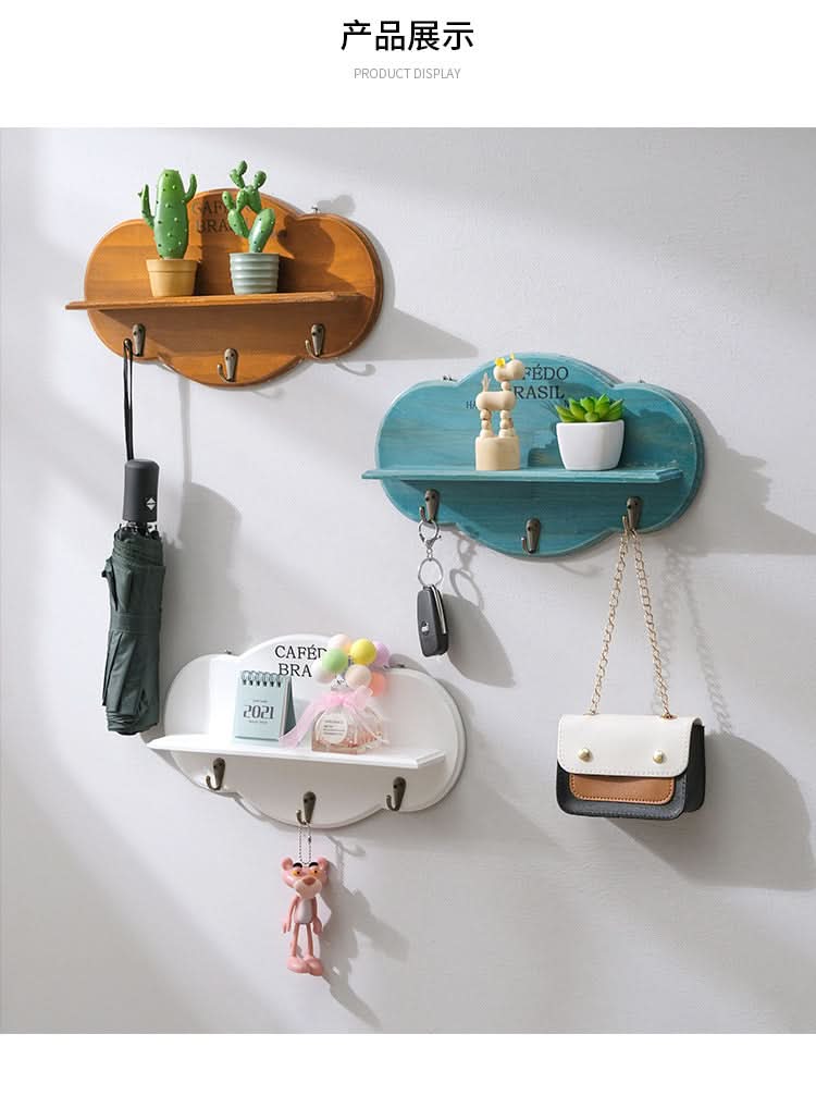 Nordic Cloud Solid Wood Wall-Mounted Coat Rack