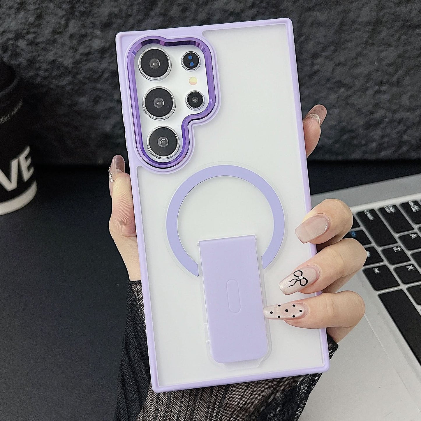 Magnetic Stand Case for Samsung S25 Series – Frosted Anti-Fall