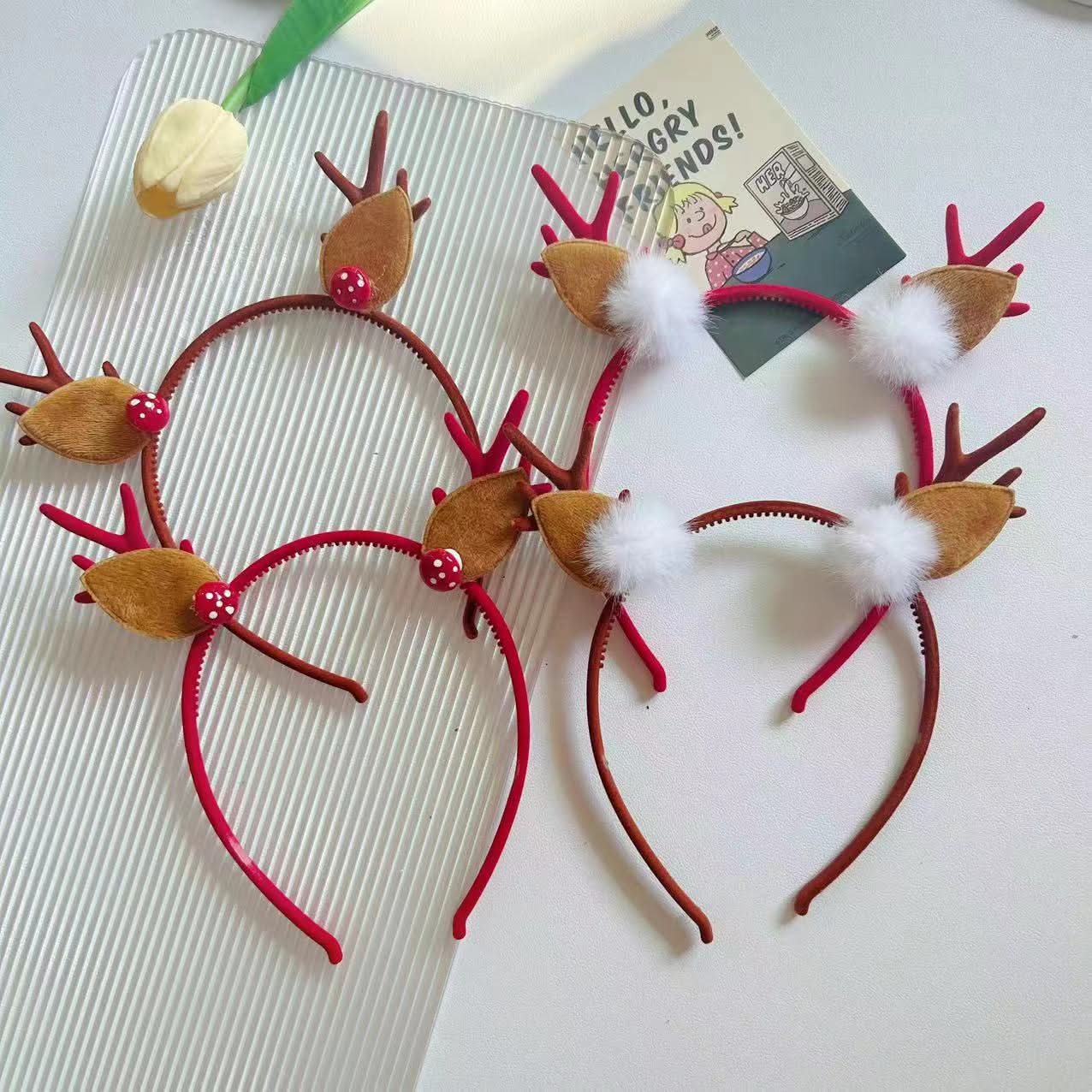 Christmas Red Antler Headband for Kids & Adults
