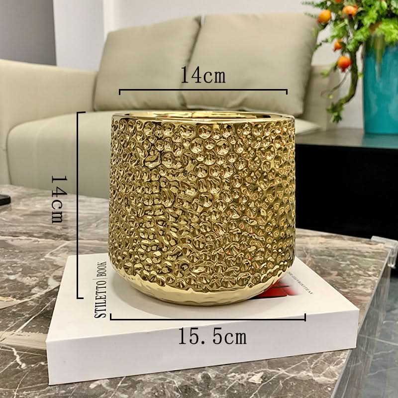Elegant Golden Ceramic Phalaenopsis Orchid Pot