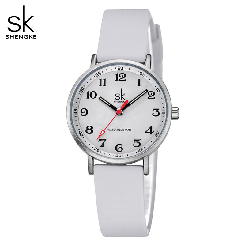 SK Women’s Sports Quartz Watch – Waterproof Silicone Strap, Lightweight Wristwatch